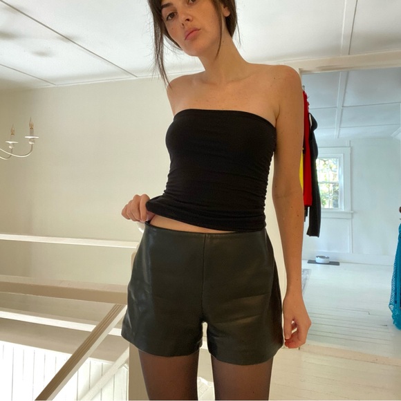 Hugo Buscati Collection Vintage 90s Leather Mini Shorts - Picture 5 of 10